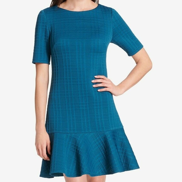Jessica Howard Womens Teal Textured Drop Waist Dre - Picture 1 of 5